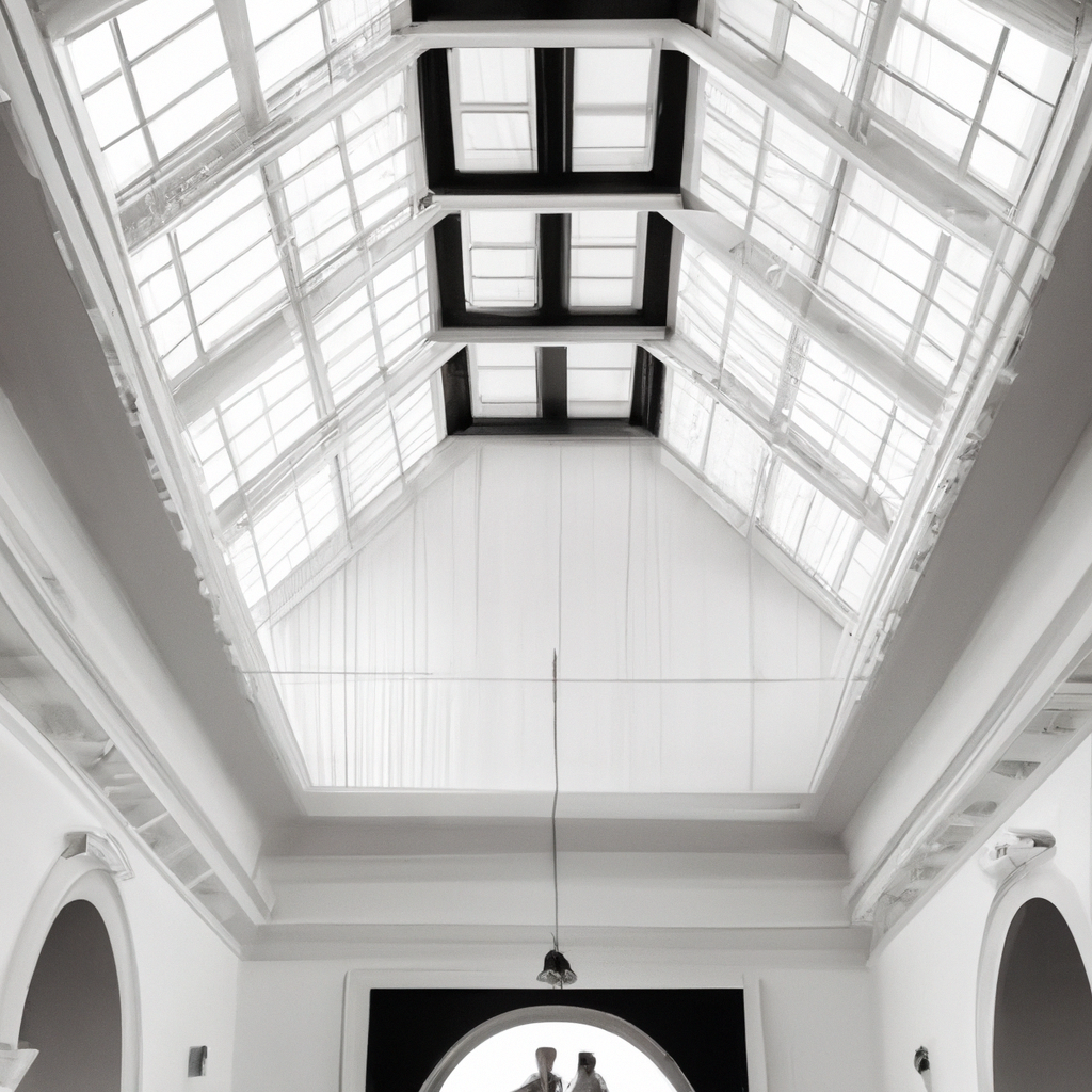 Ceremonia minimalista en blanco y negro con líneas arquitectónicas